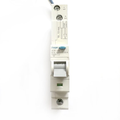 Hager ADB116 B16 16A 16 Amp 30mA RCBO Circuit Breaker Type AC